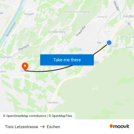 Tisis Letzestrasse to Eschen map