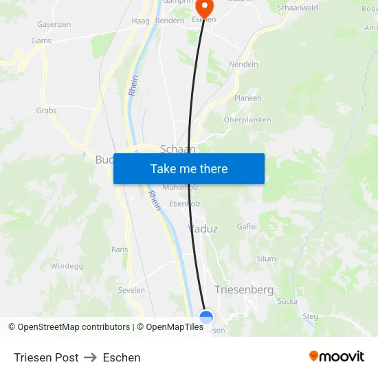 Triesen Post to Eschen map