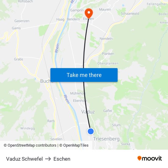 Vaduz Schwefel to Eschen map