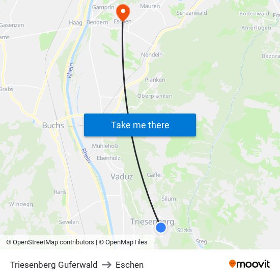 Triesenberg Guferwald to Eschen map