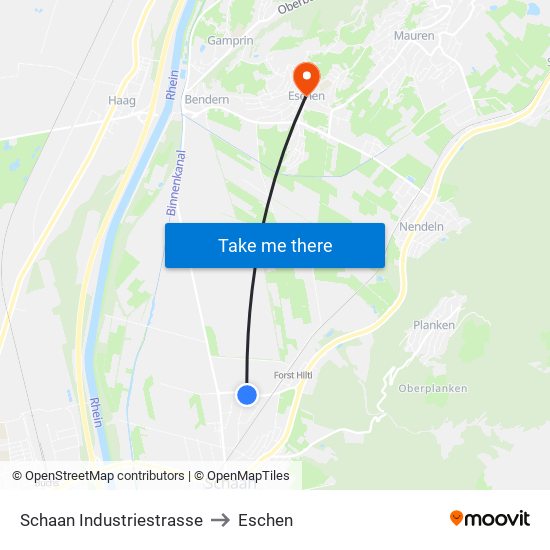 Schaan Industriestrasse to Eschen map