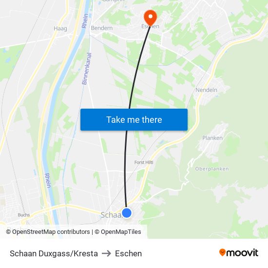 Schaan Duxgass/Kresta to Eschen map