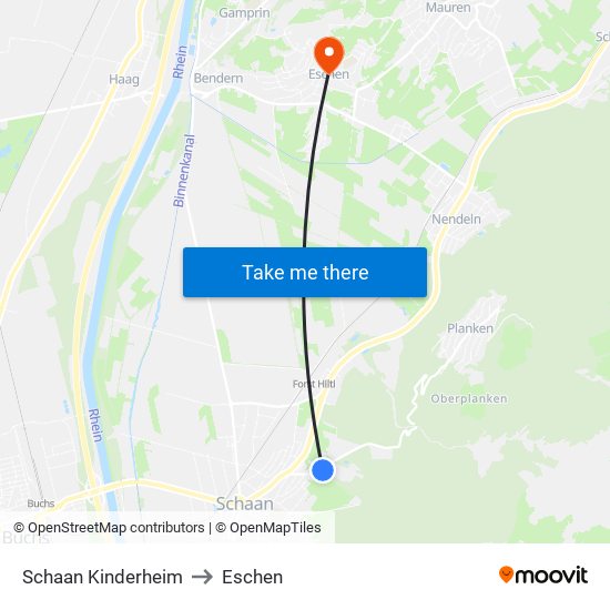 Schaan Kinderheim to Eschen map