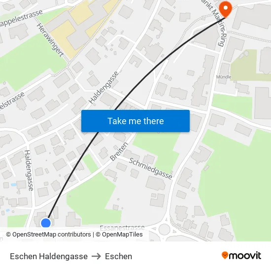 Eschen Haldengasse to Eschen map