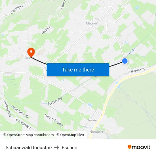 Schaanwald Industrie to Eschen map