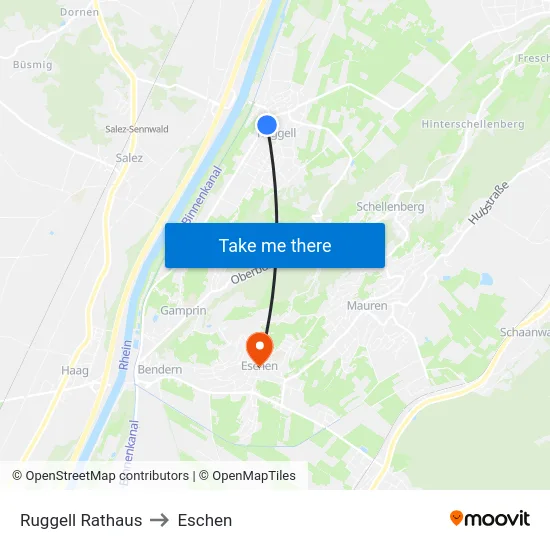 Ruggell Rathaus to Eschen map
