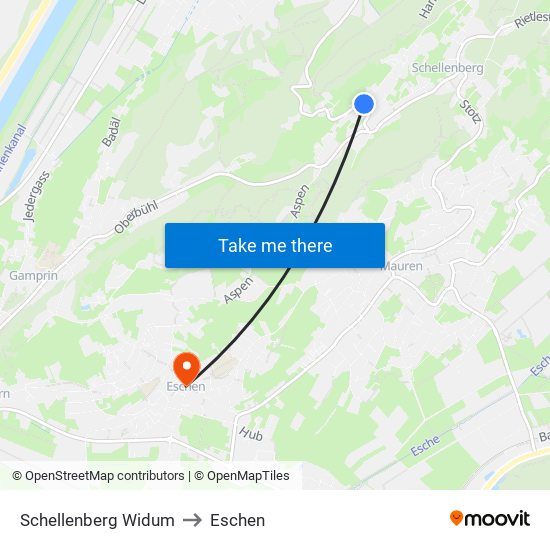 Schellenberg Widum to Eschen map