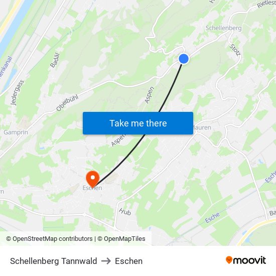 Schellenberg Tannwald to Eschen map
