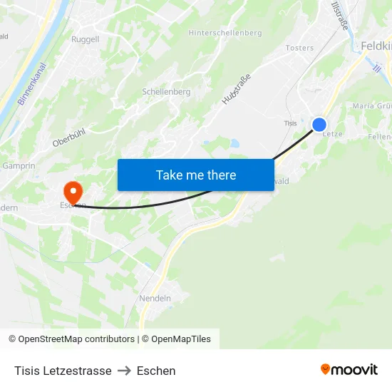 Tisis Letzestrasse to Eschen map