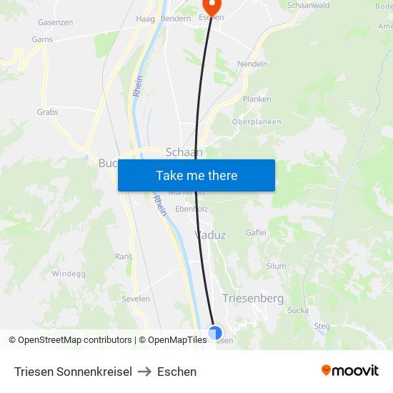 Triesen Sonnenkreisel to Eschen map