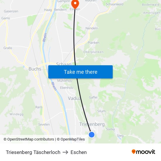 Triesenberg Täscherloch to Eschen map