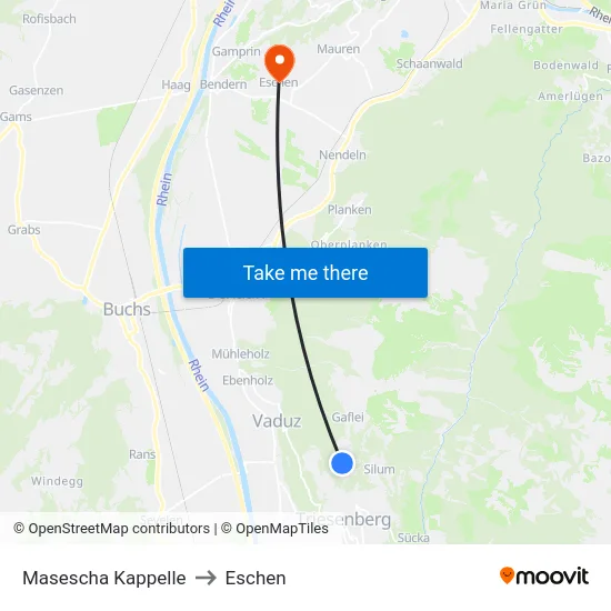 Masescha Kappelle to Eschen map