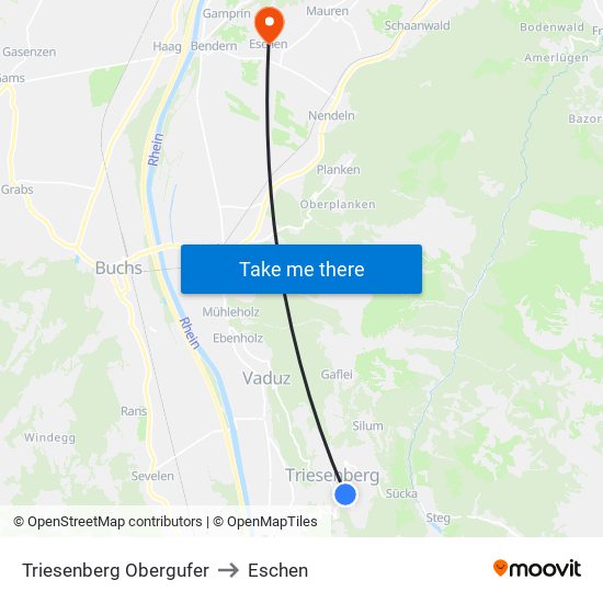 Triesenberg Obergufer to Eschen map