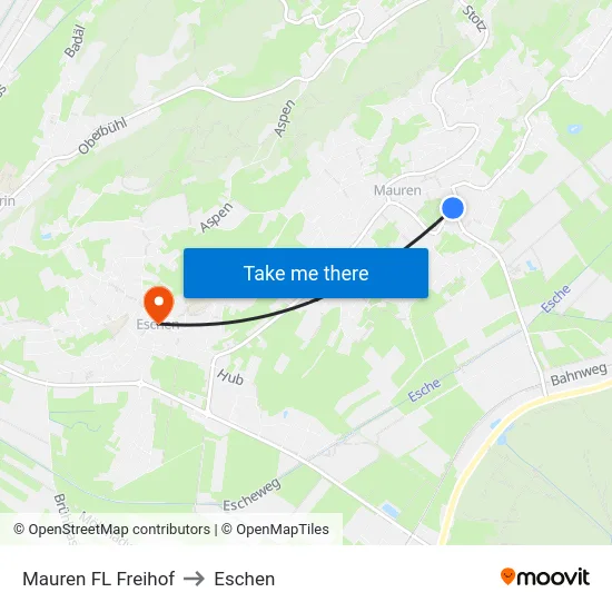 Mauren FL Freihof to Eschen map