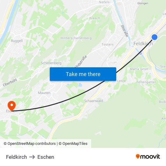 Feldkirch to Eschen map