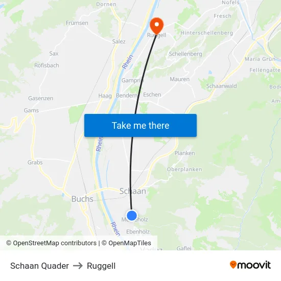 Schaan Quader to Ruggell map