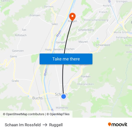 Schaan Im Rossfeld to Ruggell map