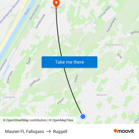 Mauren FL Fallsgass to Ruggell map