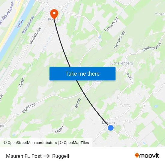 Mauren FL Post to Ruggell map