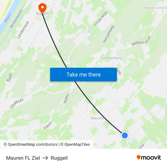 Mauren FL Ziel to Ruggell map