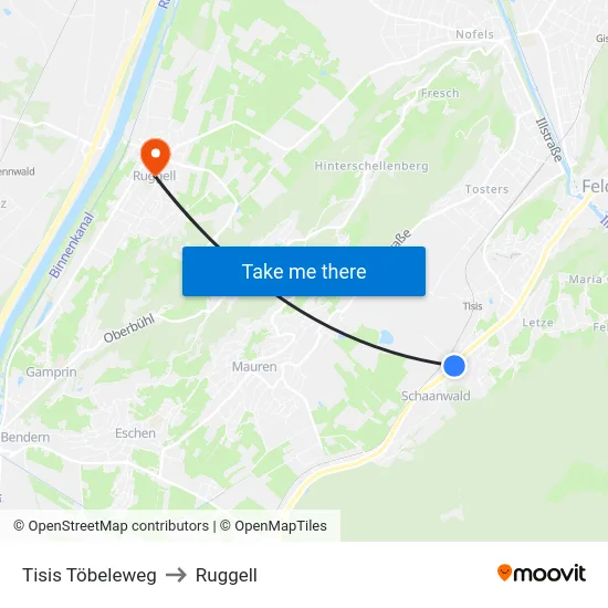Tisis Töbeleweg to Ruggell map