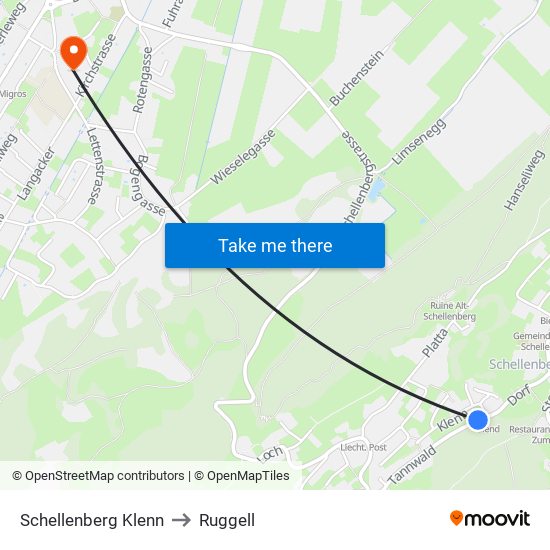 Schellenberg Klenn to Ruggell map