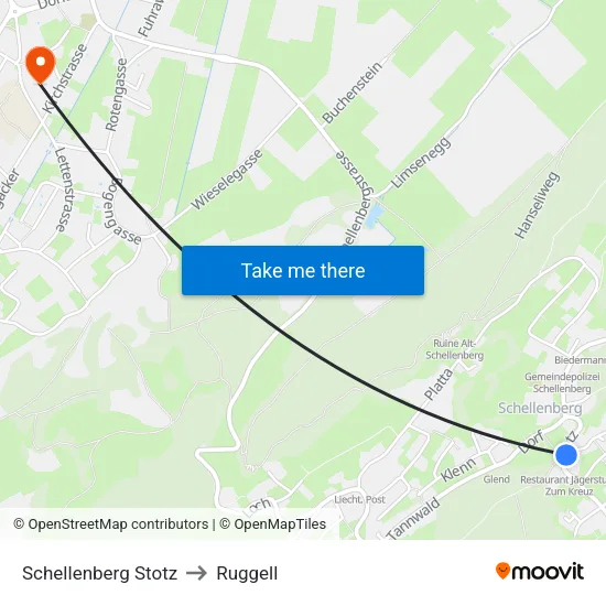 Schellenberg Stotz to Ruggell map