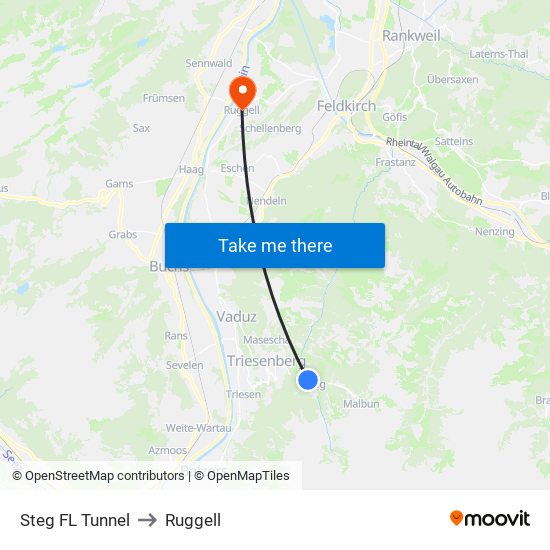 Steg FL Tunnel to Ruggell map