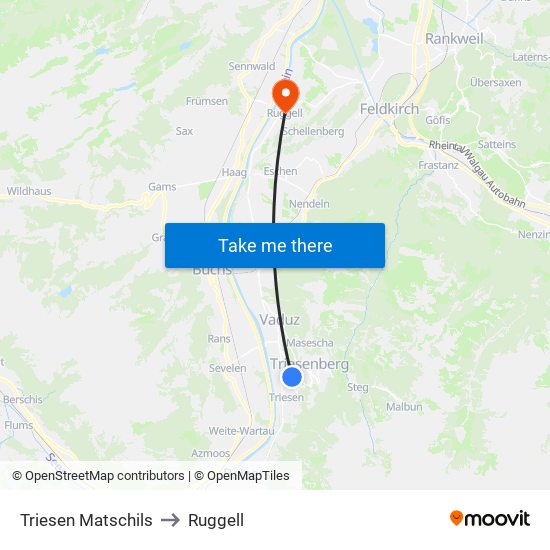 Triesen Matschils to Ruggell map