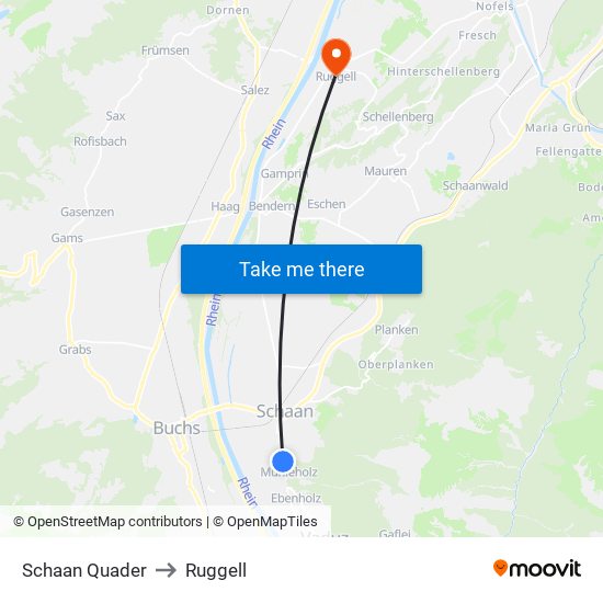 Schaan Quader to Ruggell map