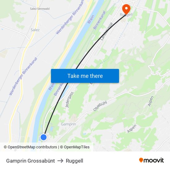 Gamprin Grossabünt to Ruggell map