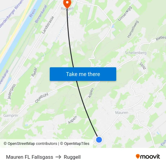Mauren FL Fallsgass to Ruggell map