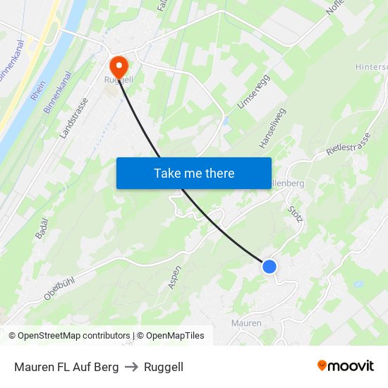 Mauren FL Auf Berg to Ruggell map