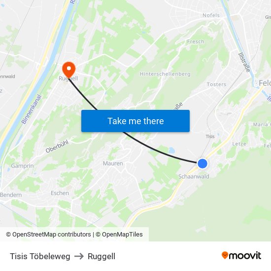 Tisis Töbeleweg to Ruggell map