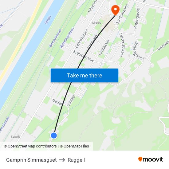 Gamprin Simmasguet to Ruggell map