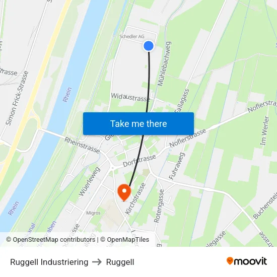 Ruggell Industriering to Ruggell map