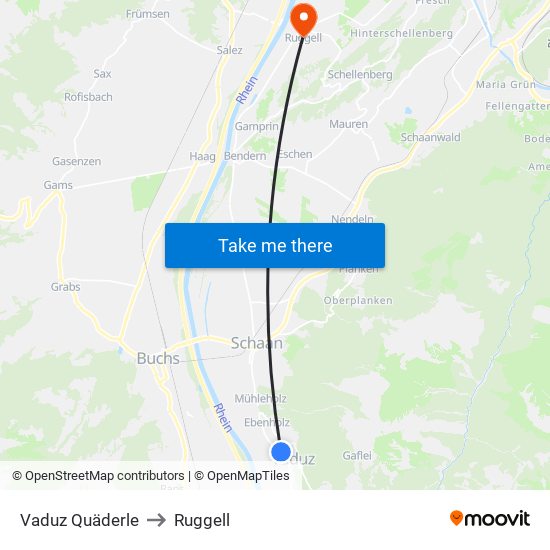 Vaduz Quäderle to Ruggell map