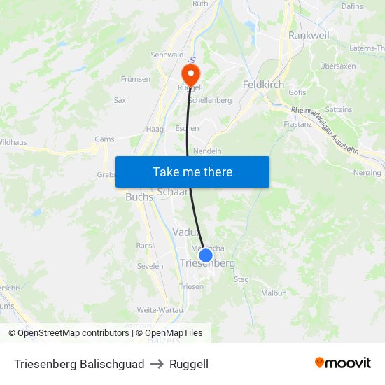 Triesenberg Balischguad to Ruggell map