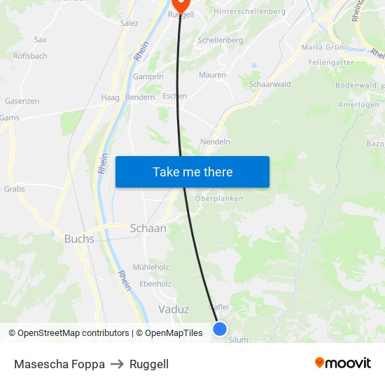 Masescha Foppa to Ruggell map