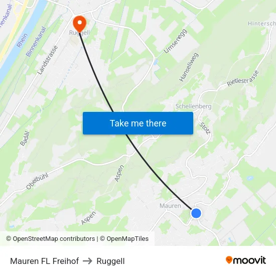 Mauren FL Freihof to Ruggell map