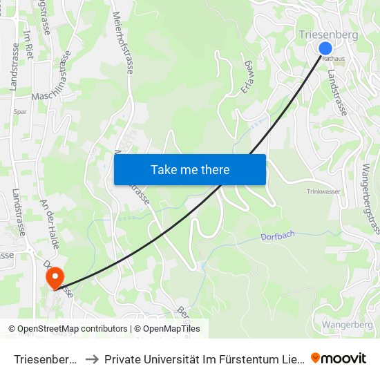 Triesenberg Post to Private Universität Im Fürstentum Liechtenstein (Ufl) map