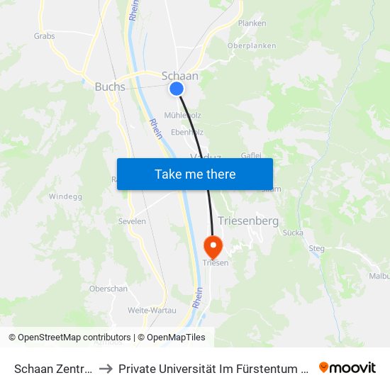 Schaan Zentrum/Lkw to Private Universität Im Fürstentum Liechtenstein (Ufl) map