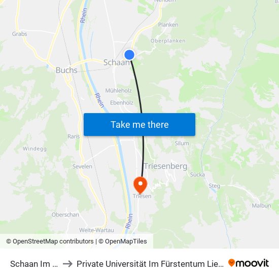 Schaan Im Besch to Private Universität Im Fürstentum Liechtenstein (Ufl) map