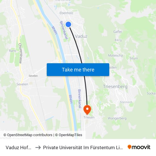 Vaduz Hofkellerei to Private Universität Im Fürstentum Liechtenstein (Ufl) map