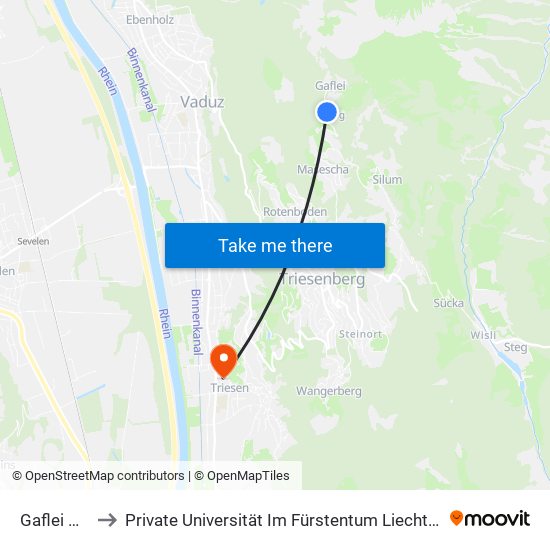 Gaflei Matu to Private Universität Im Fürstentum Liechtenstein (Ufl) map