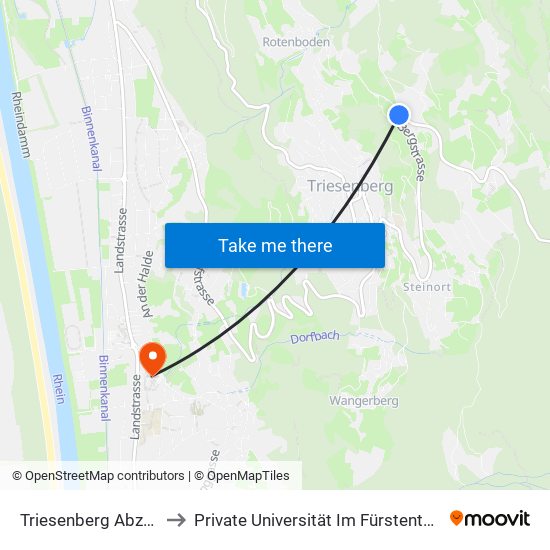 Triesenberg Abzw. Masescha to Private Universität Im Fürstentum Liechtenstein (Ufl) map