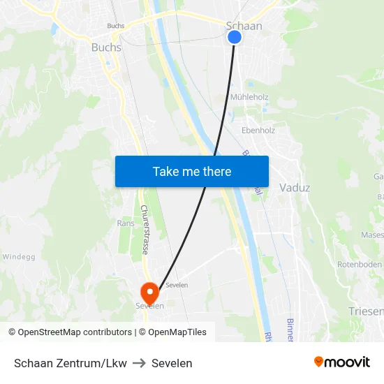 Schaan Zentrum/Lkw to Sevelen map