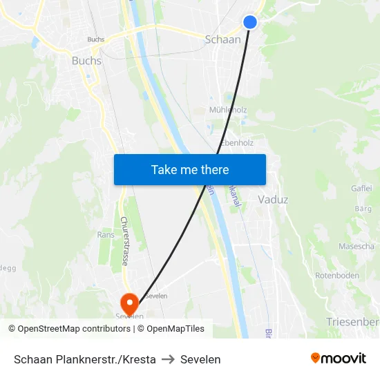 Schaan Planknerstr./Kresta to Sevelen map