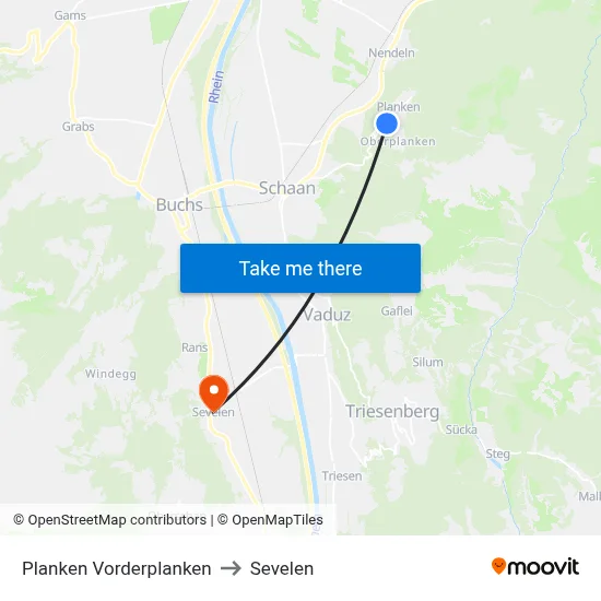 Planken Vorderplanken to Sevelen map