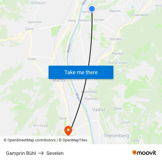 Gamprin Bühl to Sevelen map